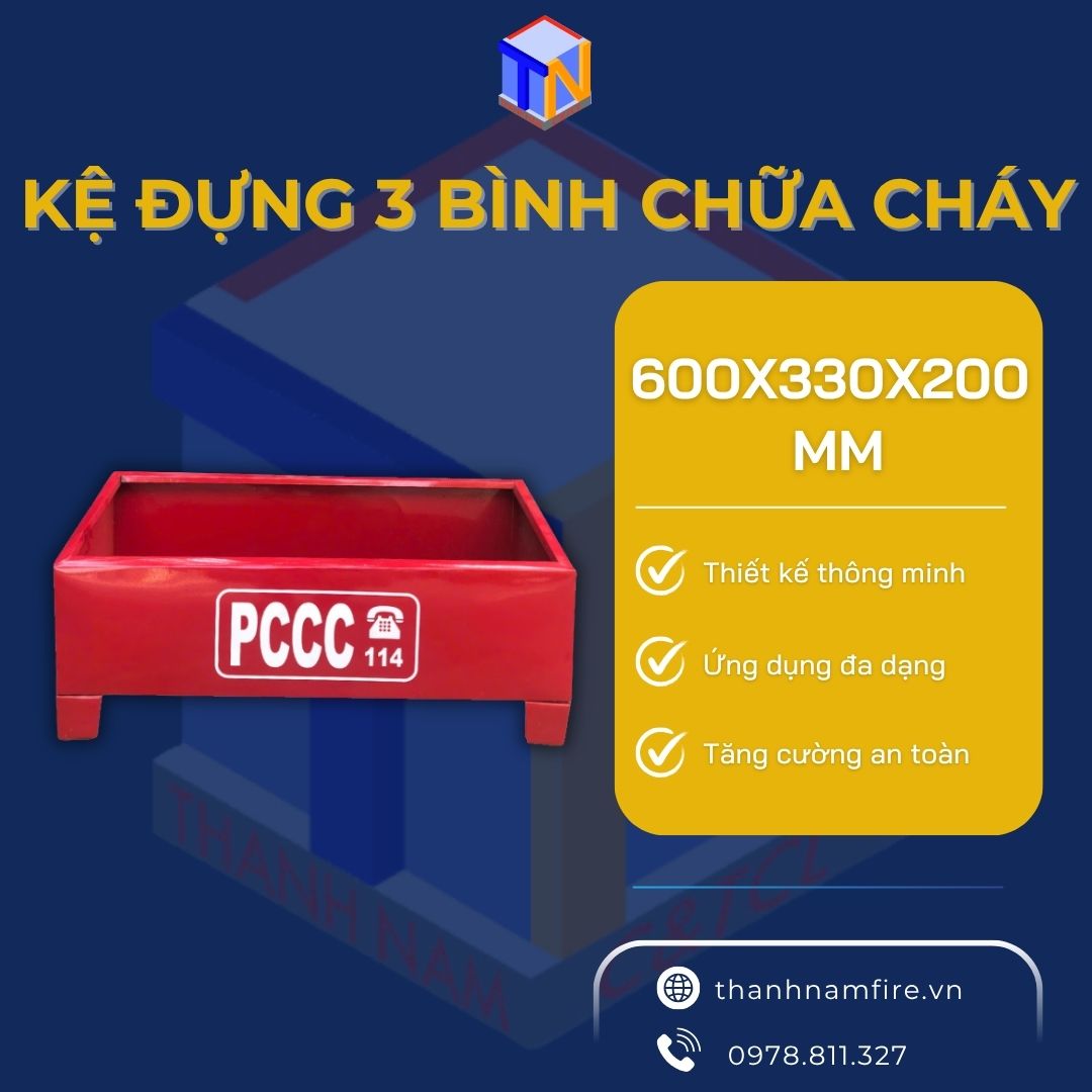 kệ đựng 3 bình chữa cháy 600x330x200mm