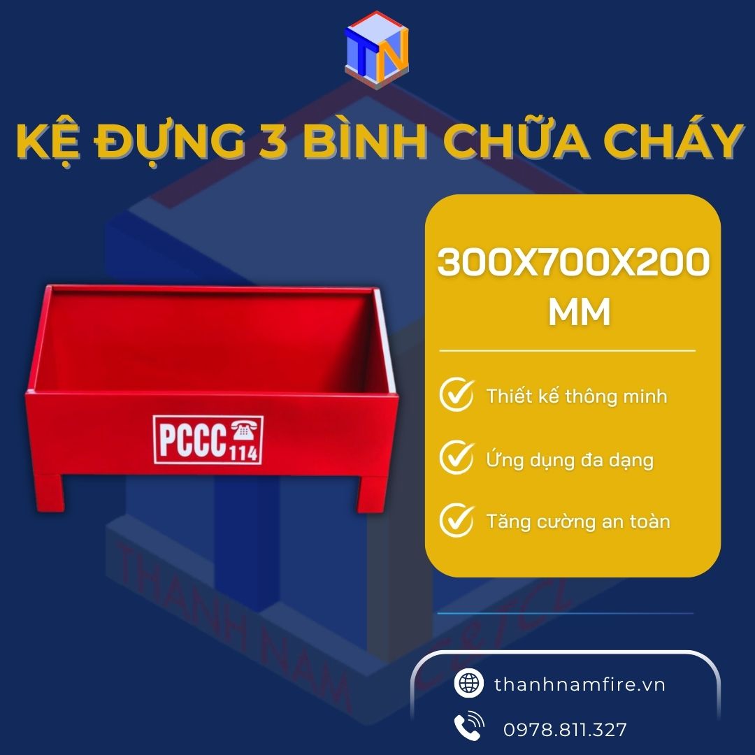 kệ đựng 3 bình chữa cháy kích thước 300x700x200mm
