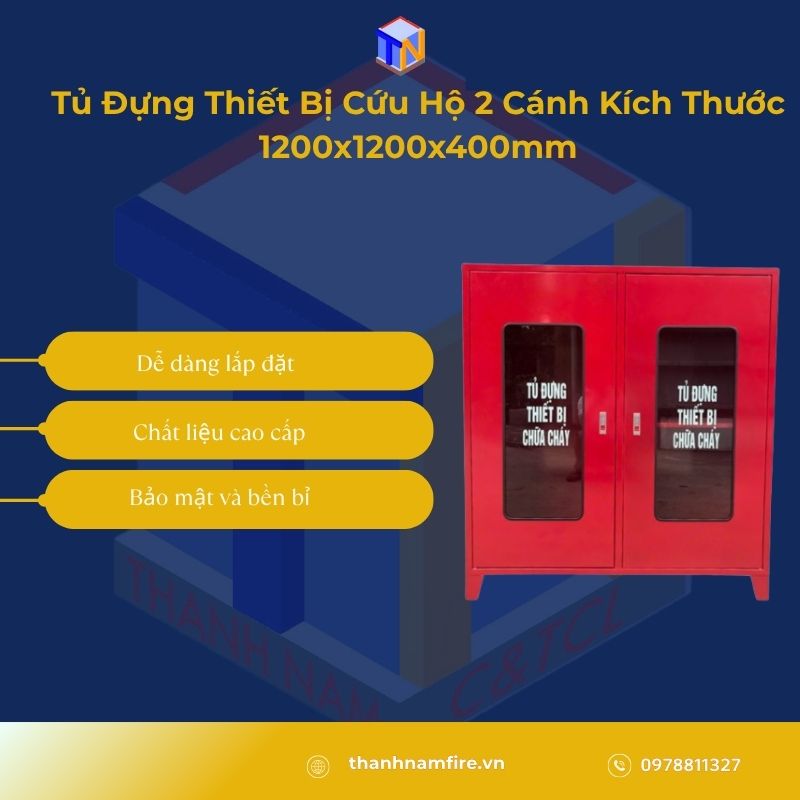 Tủ Đựng Thiết Bị Cứu Hộ 2 Cánh Kích Thước 1200x1200x400mm