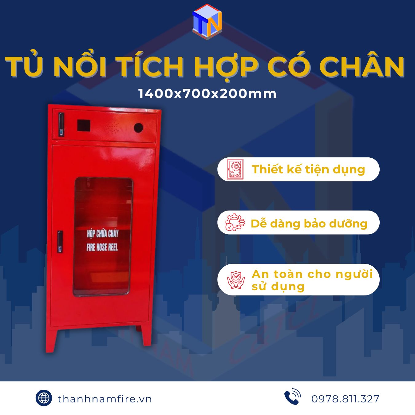 tủ nổi tích hợp có chân kích thước 1400x700x200mm