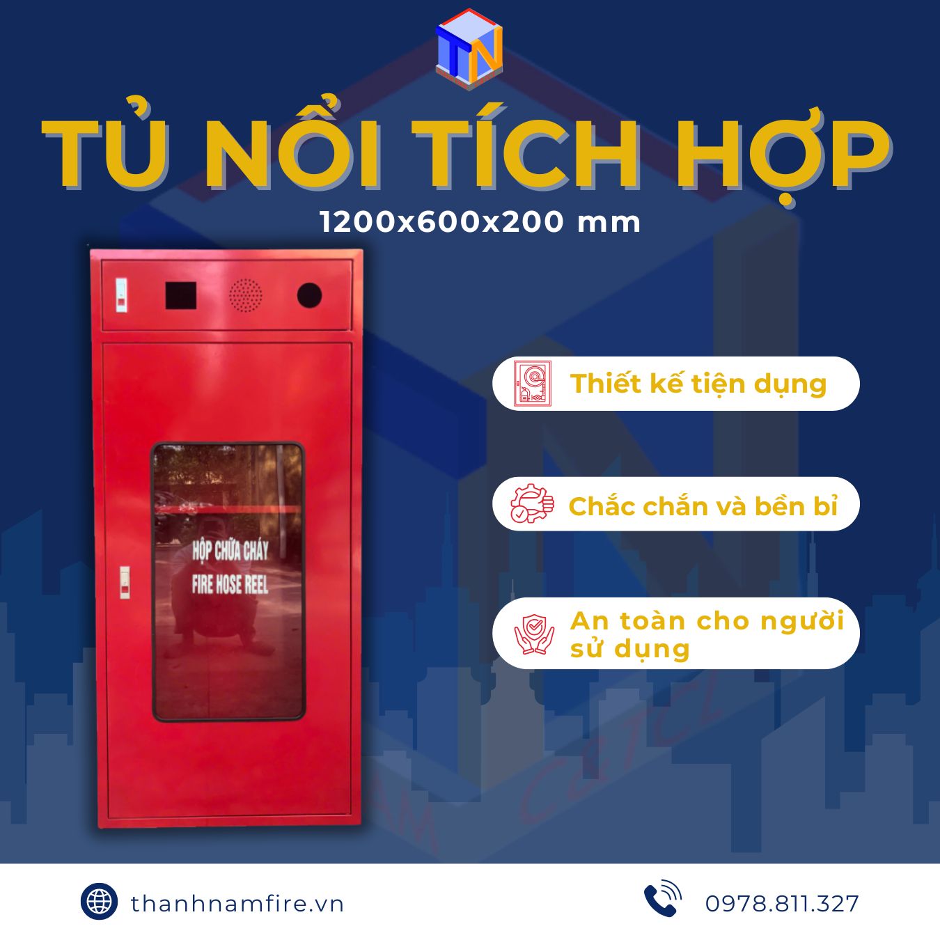 tủ nổi tích hợp kích thước 1200x600x200mm