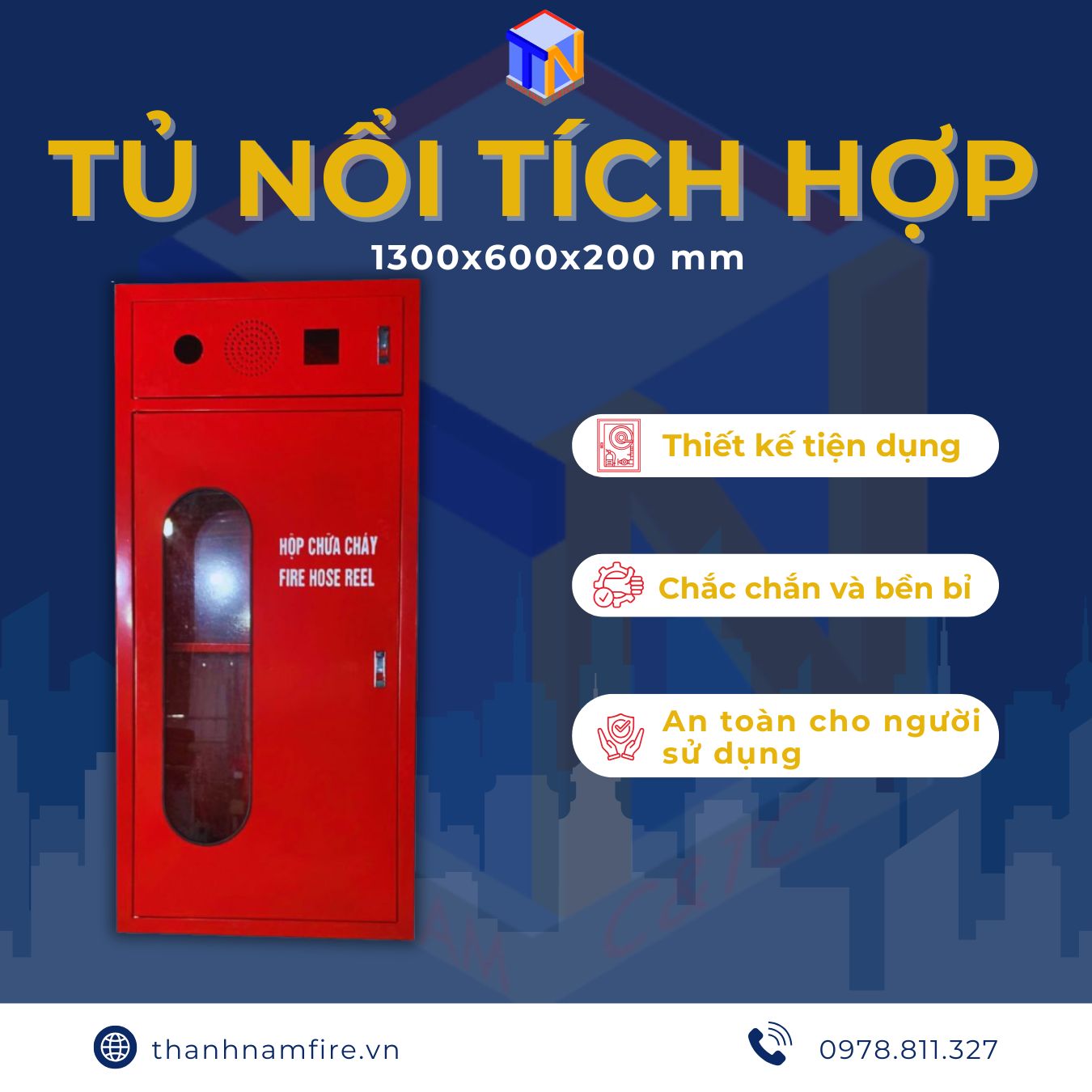 tủ nổi tích hợp kích thước 1300x600x200mm