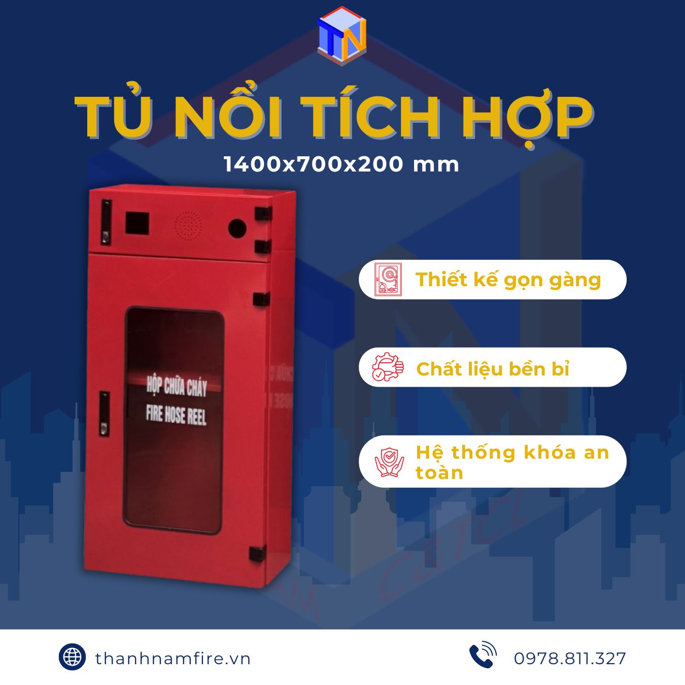 tủ nổi tích hợp kích thước 1400x700x200mm