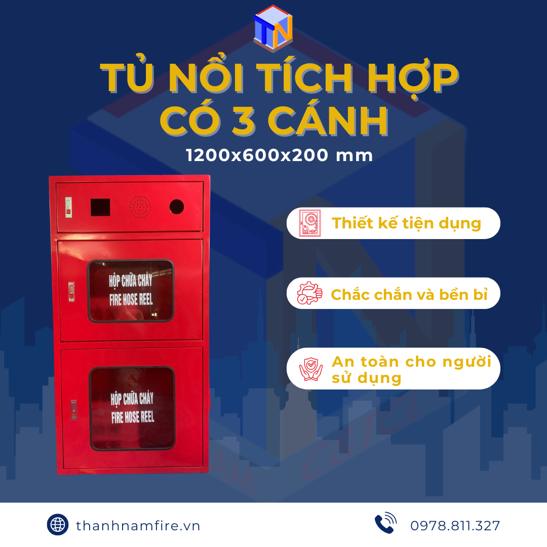 Hộp Cứu Hoả Tích Hợp - 3 cánh 1200x600x200 mm