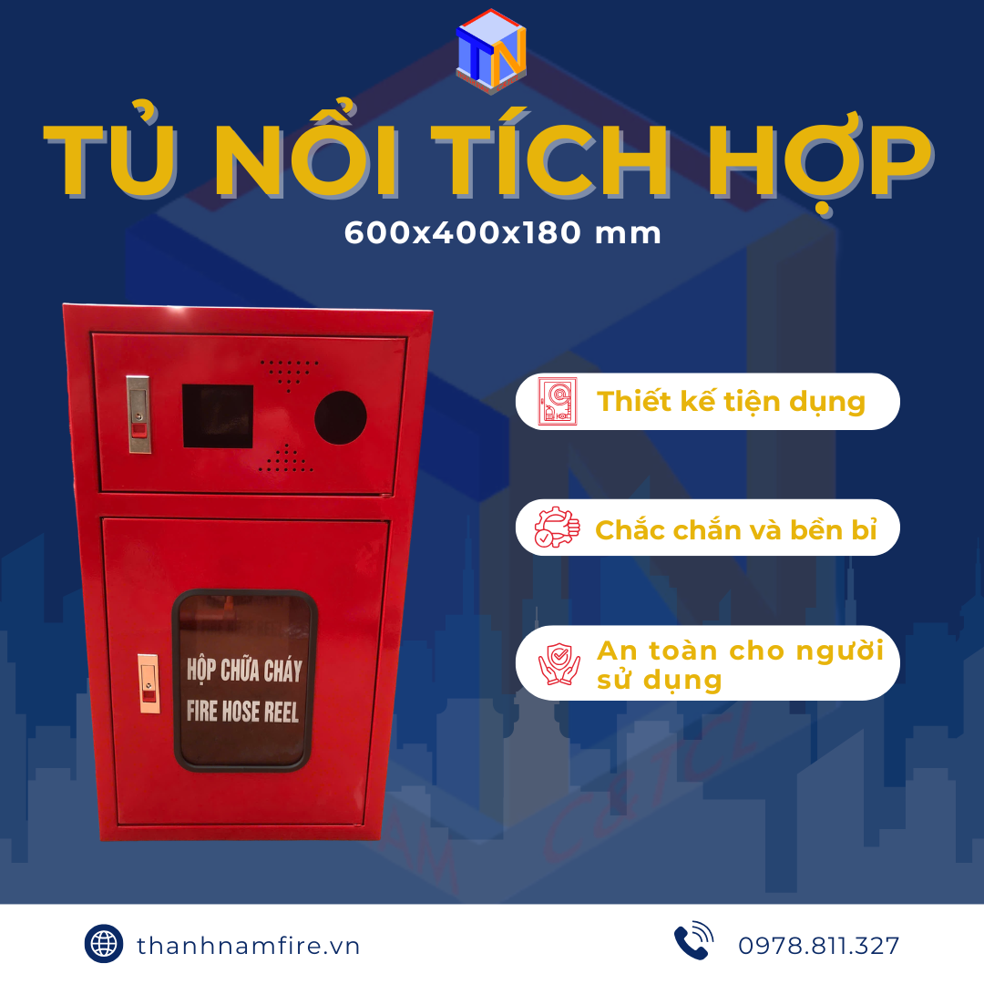 Tủ Chữa Cháy Tích Hợp Báo Cháy 600x400x180 mm