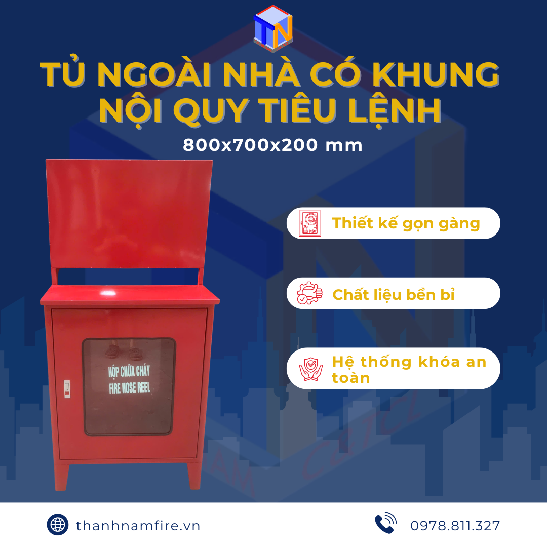 Tủ PCCC Ngoài Nhà có khung nội quy tiêu lệnh