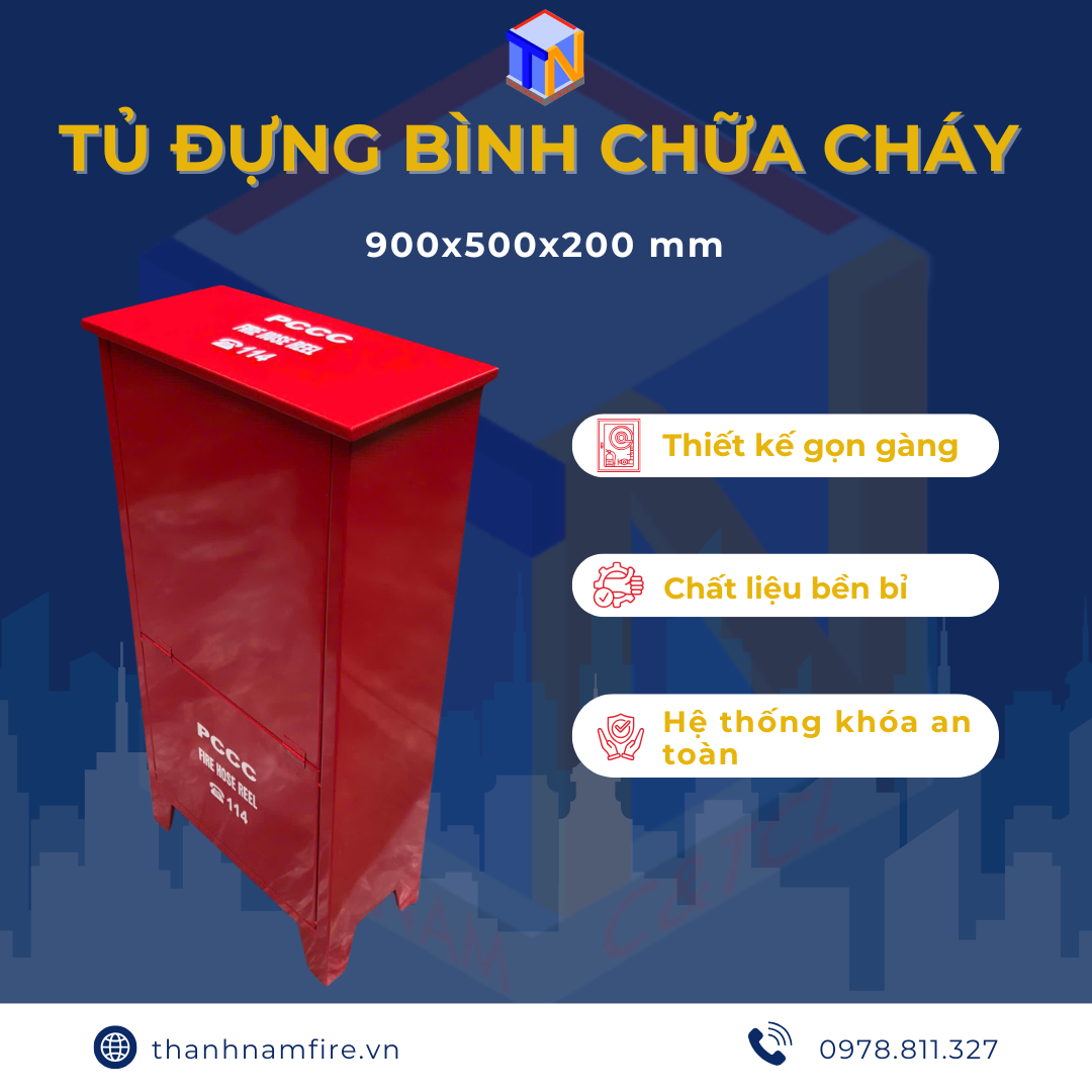 Tủ Đựng Bình Cứu Hoả 900x500x200mm