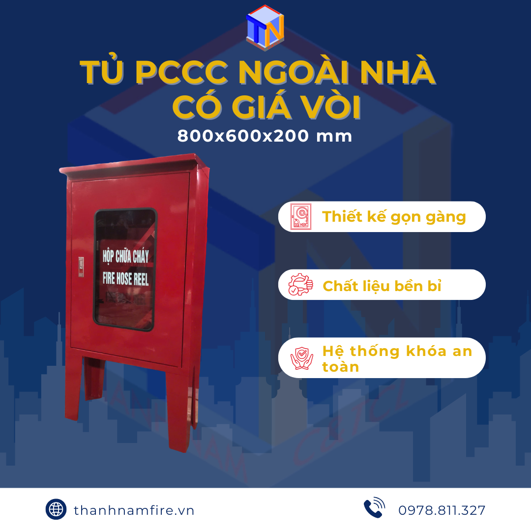 Hộp PCCC Ngoài Nhà Có Giá Vòi 800x600x200mm