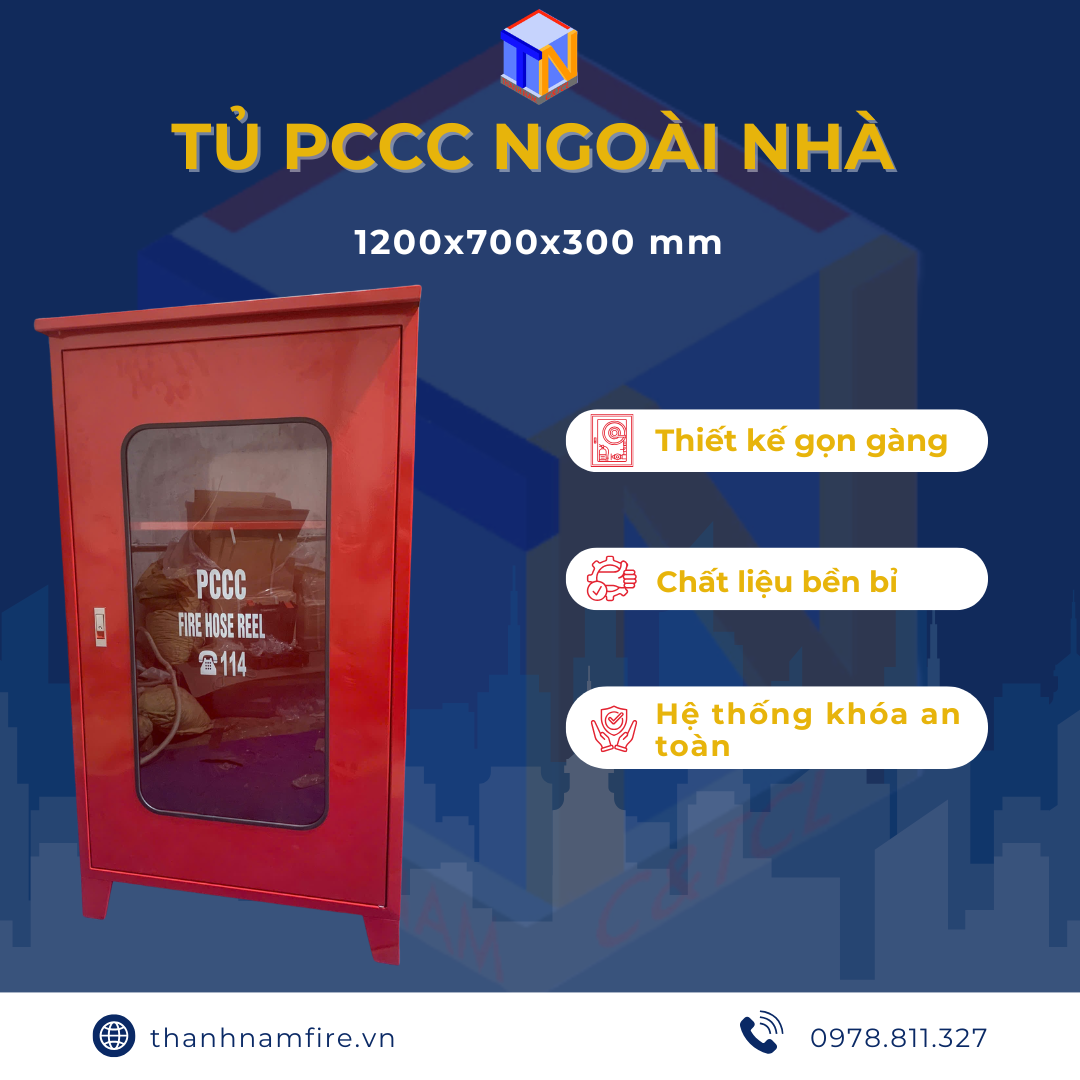Tủ Cứu Hoả Ngoài Nhà 1200x700x300mm