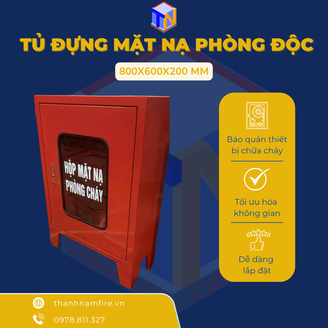Tủ Đựng Mặt Nạ Phòng Độc 800x600x200 mm
